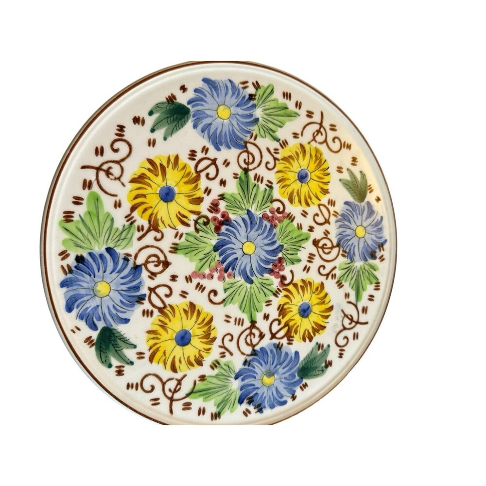 Decor Accent Plate Floral Yellow Green White Made In Japan Beautiful Unique‎